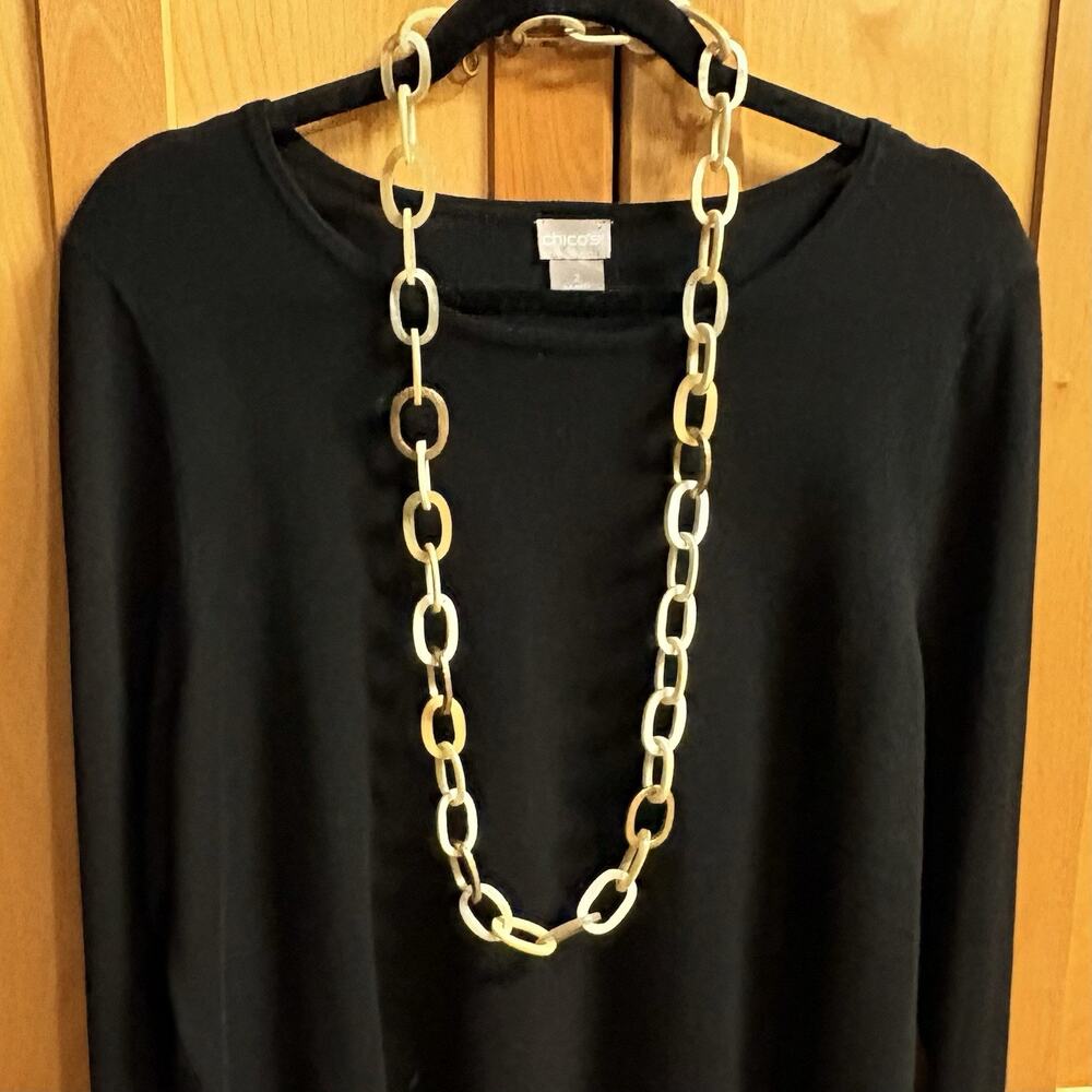 Ashley Pittman AP Kenya Necklace Light & Medium Horn and Brass Links Statement